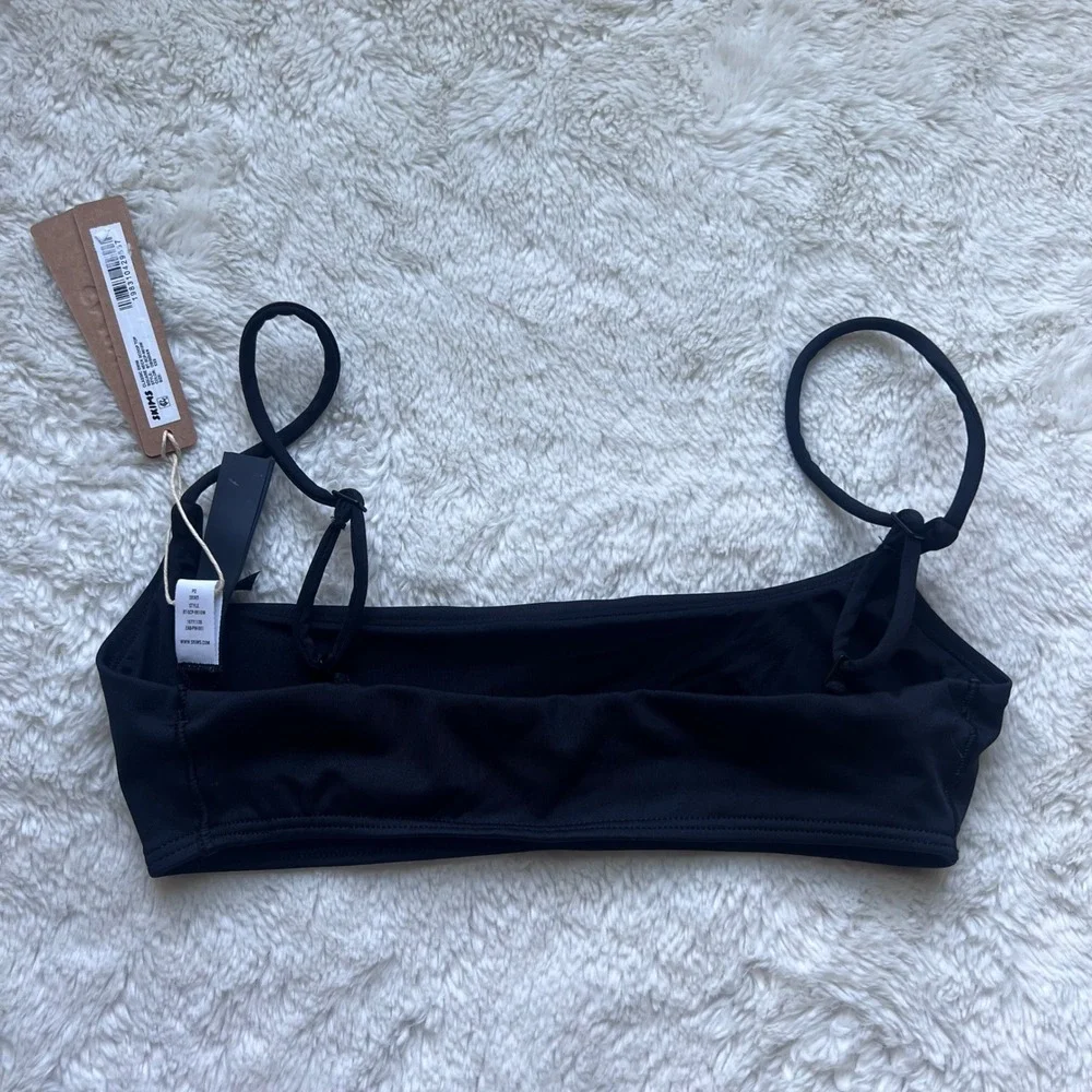SKIMS Classic Swim Square Neck Scoop Top Obsidian Black XXS BT-SCP-9610W NWT